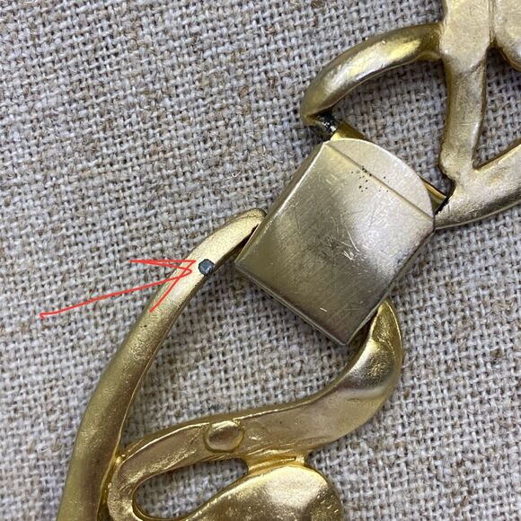 Fernando Originals Swirly Links Matte Gold Tone Collar Necklace Signed FO Inc - Picture 7 of 7